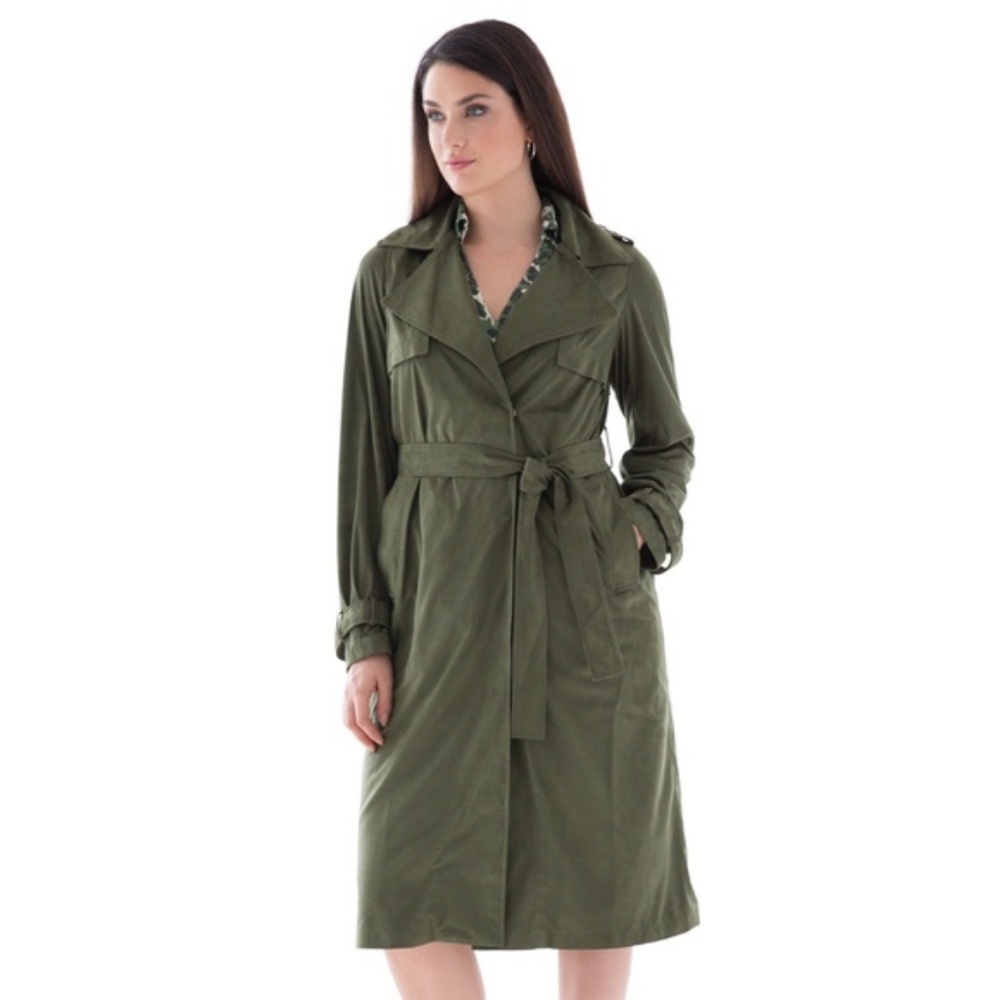 Jessica London Plus Size Olive Trench Coat 2x 20